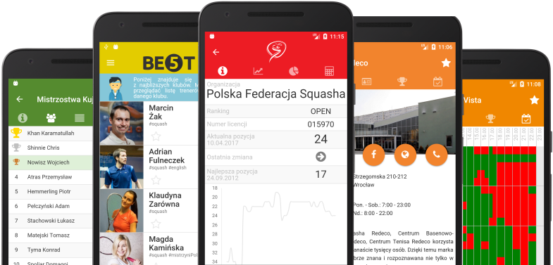aplikacja mobilna squash badminton tenis